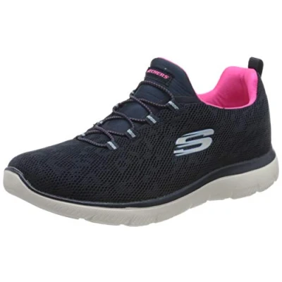 Bild av Skechers dam Summits Leopard Spot sneakers, Marinblå nät het rosa trim, 39 EU