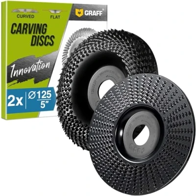 Bild av GRAFF Träslipskiva för Vinkelslip 125 mm Raspskiva Set Snidning och Slipning av Trä, Barrträ, Lövträ Slipskivor Formning, Kapning Volframkarbid