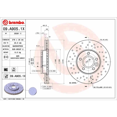 Bild av Bromsskiva BREMBO 09.A905.1X