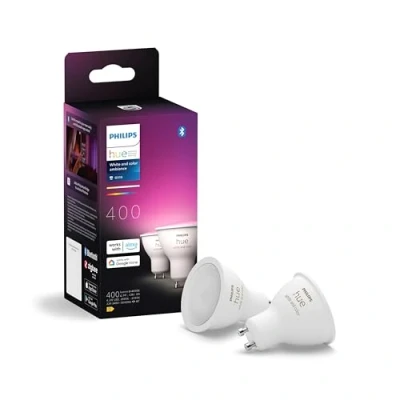 Bild av Philips Hue GU10 Smart Bulb, Vit Och Färgad, 2 Pack, Bluetooth Kompatibel, Röststyrning Med Alexa, Apple Home Google Assistant