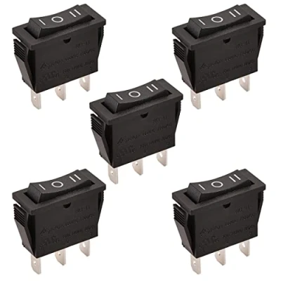 Bild av Heschen vippbrytare ON OFF SPDT 3 terminaler 15 A 250 VAC svart 5 pack