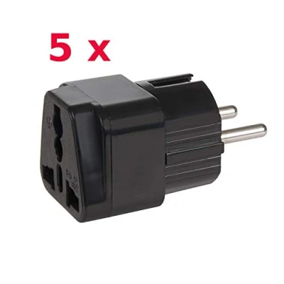 Bild av Maclean MCE155 Universal reseadapter kontakt GB/UK (uttag) till EU Schuko (kontakt) (UK på set med 5 stycken)