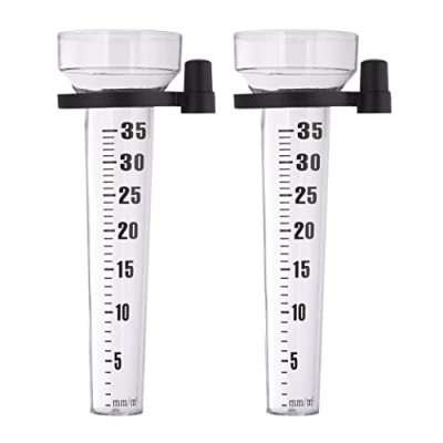 Bild av Relaxdays Regnmätare set med 2, hållare, nederbördskniv trädgård, stor display 35 mm/m², plast, transparent 10025387
