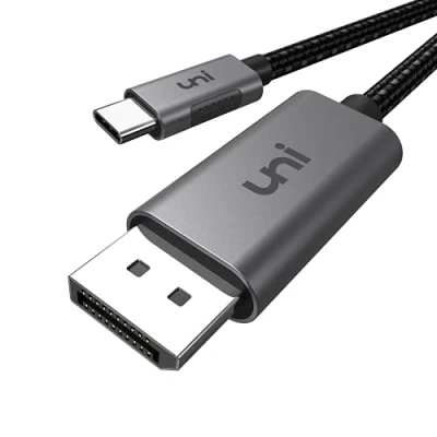 Bild av uni USB C till DisplayPort kabel (4K@60Hz, 2K@165Hz), 1m/3ft Thunderbolt 3/4 kabel, kompatibel för MacBook Pro, Air, iPad XPS, Surface Book etc.