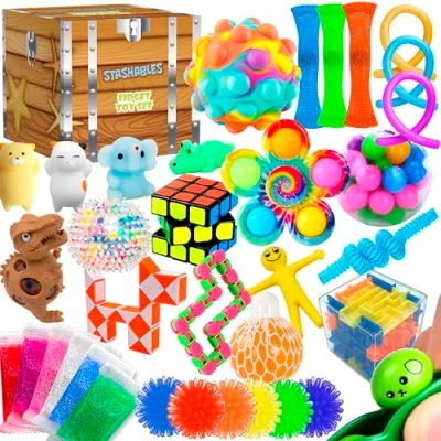 Bild av Sensoriska fidget leksaker 35 st stressavlastande och ångestdämpande för barn coola paket med stressbollar, fidgetkuber mer festpresenter, priser resor