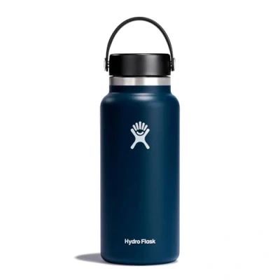 Bild av Hydro Flask Water Bottle 946 ml 32 oz Vacuum Insulated Stainless Steel with Leak Proof Flex Cap and Powder Coat Wide Mouth Indigo