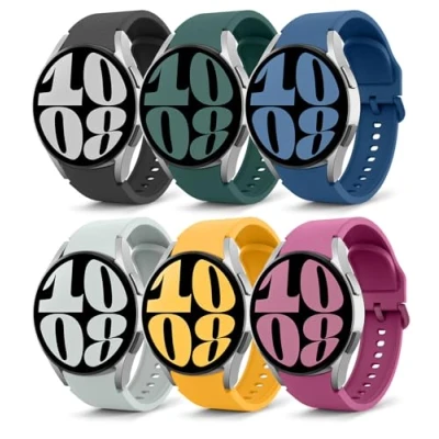 Bild av MoKo 6 Pack No Gap Straps Compatible with Samsung Galaxy Watch 7 FE 5 4 Strap 40mm 44mm/Watch Classic 43mm 47mm/Watch Pro 45mm/Watch 42mm 46mm, 20mm Soft Silicone Sport Band, Color A