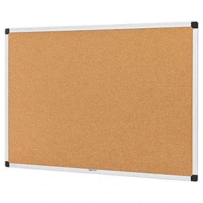 Bild av Amazon Basics Anteckningsbräda av kork, rektangulär aluminiumram, 90 x 60 cm, silver