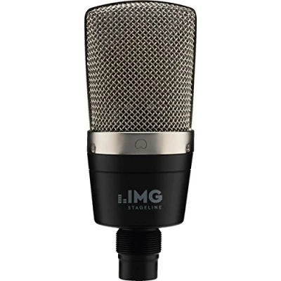 Bild av IMG STAGELINE ECMS 60 Stormembran kondensator mikrofon, vokal och instrumentmikrofon för professionell studio användning inklusive mikrofonhållare, adapterskruv läderväska, i svart/silver