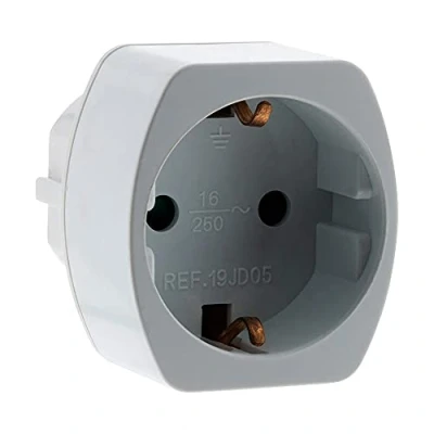 Bild av Zenitech Elektrisk Adapter Hane Frankrike Till Hona Schuko Universell Kompatibilitet Stöt och Slitstark Europeiska Standarder Vit 5 cm