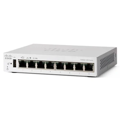 Bild av Cisco Catalyst 1200 8T D Smart Switch, 8 Port GE, Ext PS, Desktop, begränsat livstidsskydd (C1200 D)