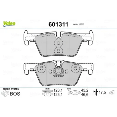 Bild av VALEO 601311 Jeu de plaquettes frein Essieu arrière contact signal d&#039;usure exclu avec tôle anti bruit BMW: 4 Coupe, 2 3 Touring
