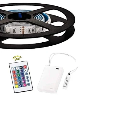 Bild av 1 m batteridriven RGB LED remsa lampor flexibel repbelysning med strömförsörjningsbox och 24 tangenter RF fjärrkontroll