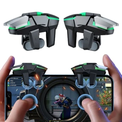 Bild av Ozkak Mobile Triggers mobiltelefon mobil spelkontroll 4 utlösare L1R1 L2R2 kompatibel med PUBG COD Android iOS