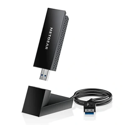 Bild av NETGEAR Nighthawk USB minne (A8000), AXE3000 WiFi 6E Ethernet adapter, trådlös bärbar dator eller stationär dongel. Upp till 3 Gbps. Kompatibel med datorer i alla generationer