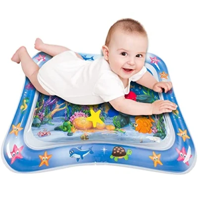 Bild av Retoo Uppblåsbar och sensorisk vattenmatta för baby med måtten 66 x 50 cm, PVC, vattenlekmatta 3, 6, 9 månader, perfekt tidig utveckling, leksak, stimulerande tillväxt ditt barn
