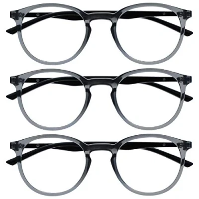 Bild av Opulize Met 3 pack blått ljus blockerar läsglasögon dator lek grå svart män kvinnor läshjälp BBB60 7 +2,00
