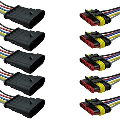 Bild av Mintice 5 x stift vattentät automatisk väg bil elektrisk kontakt eluttagssats med marin kaliber AWG tråd