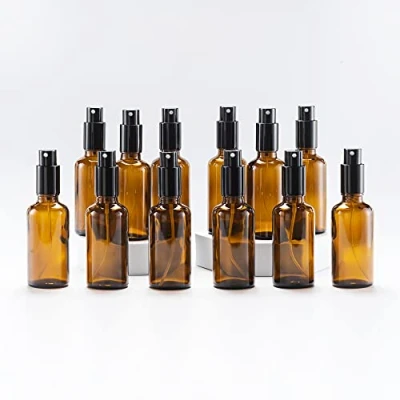 Bild av Yizhao Bärnsten Sprayflaska Glas 50ml, med Liten Fin Dimma spray, Metalllock, Påfyllningsbara för Eterisk Olja, Resa, Rengöring, Parfym, Aromaterapi, Mmakeup 12 Stycken