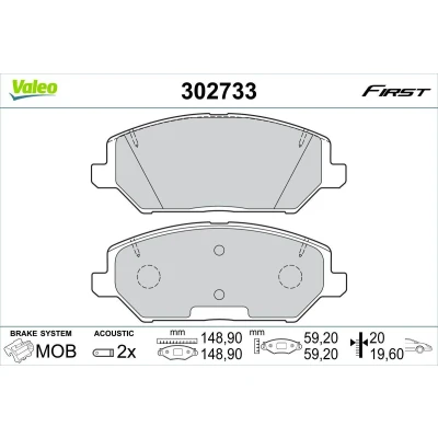 Bild av VALEO 302733 Jeu de plaquettes frein Essieu avant contact signal d&#039;usure inclus avec tôle anti bruit KIA: Ceed III 3/5 portes, Proceed, XCeed