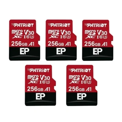 Bild av Patriot Memory 256GB A1 / V30 Minneskort för Android telefoner och surfplattor, 4K videoupptagning Paket med 5