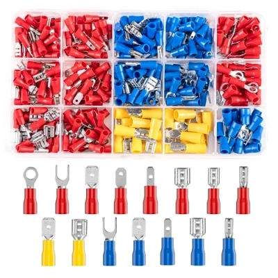 Bild av kabelskor set, 280 stycken 0,56,0 mm², sortiment bilplatta pluggar, kabelkontakter, klämkontakter, platta pluggar