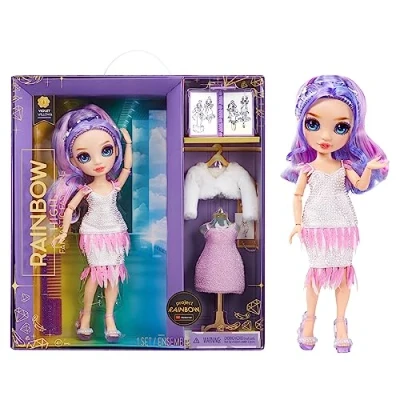 Bild av Rainbow High Fantastisk modedocka VIOLET WILLOW 28 cm lila skyltdocka och lekset med 2 modekläder accessoarer perfekt för barn från 4 till 12 år