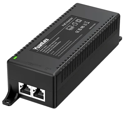 Bild av YuanLey Gigabit PoE injector 60 W, injektor konverterar icke till nätverk, 802,3bt/at/af, 10/100/1000 Mbps adapter Plug &amp; Play, avstånd upp 325 fot, väggmontering