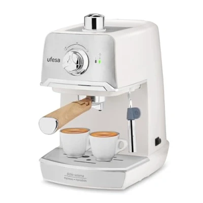 Bild av Ufesa CE7238 Cream Espresso och Cappuccino Kaffeemaschine, ångkokare orienterbar, 20 bar, 2 lägen: malet kaffe eller singeldos, 1,2L tank, koppvärmarfunktion, 850W,