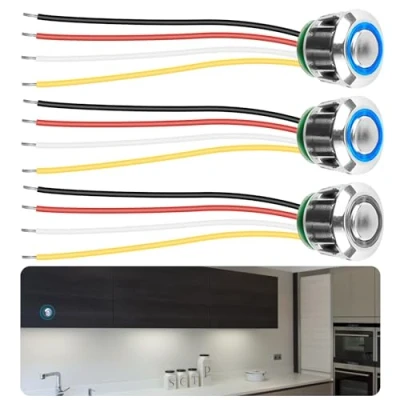 Bild av 12 V LED touch dimmer strömbrytare: Nizirioo 2 st. touchdimmer strömbrytare 16 mm touchbrytare pekdimmer 524 Dc sensorbrytare steglös dimning för ljuslister lister remsa