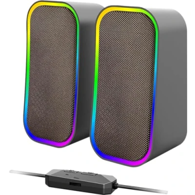 Bild av Speedlink Token Gaming PC högtalare Bluetooth RGB spelhögtalare med kabel 3,5 mm AUX uttag eller anslutning för bärbar dator, surfplatta, smartphone, 6 ljuslägen, 12W, svart