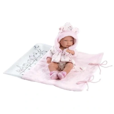 Bild av Llorens 1073898 docka Nica, med blå ögon och fast kropp, baddocka inklusive rosa outfit, napp mjuk filt, 40 cm