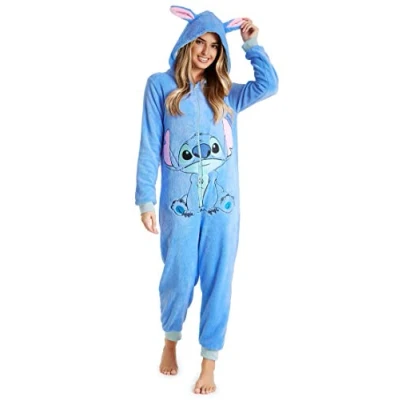 Bild av Disney Stitch Onesies för kvinnor Fluffy Minnie Mouse Eeyore Maleficent Onesie Pyjamas Lounge Wear presenter, L, Blåstygn
