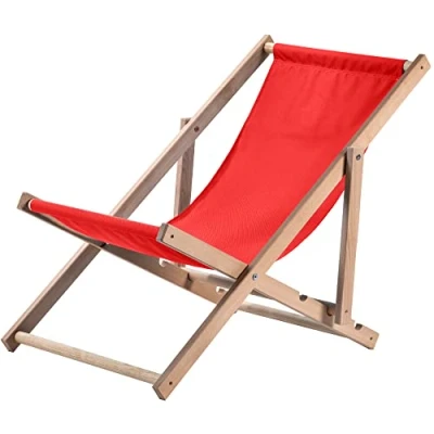 Bild av KADAX Solstol, strandstol av trä, solstol upp till 120 kg, bokträ, fällstolar, strandstol, hopfällbar stol för strand, i trä (röd)