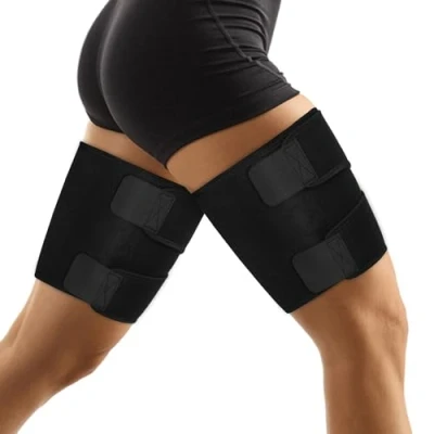 Bild av supregear Lårmanschetter för Stöd, 2 Pack Halkfria Kompressionsmanschetter Lår Justerbar Neoprenbensskydd Lårförbättrare Kvinnor och Män, Sträckt Ljumske Quadriceps, Svart, M