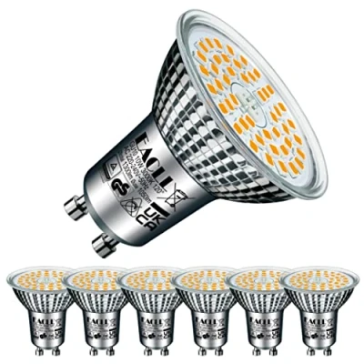 Bild av EACLL GU10 LED varmvit 10 W ersätter 140 halogenlampa, 6 pack 1050 lumen 3 000 K päron, AC 230 V flimmerfri strålkastare, strålvinkel 120 graders spot, inte dimbara reflektorlampor