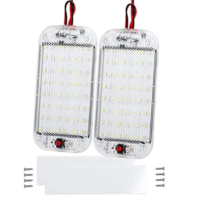 Bild av Intckwan 2 stycken 12 V 85 bilinteriörbelysning LED, 48 lysdioder bil innerbelysning med på/av brytare, för bil, husbilar, lastbil, skåpbil, båt, husvagn