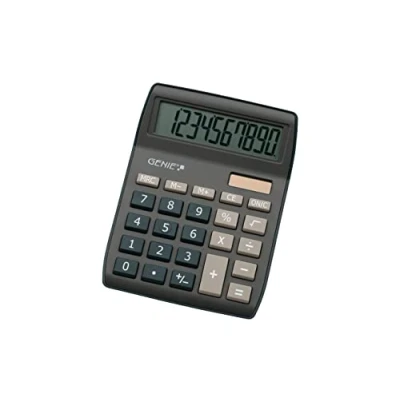 Bild av GENIE 840 DB, miniräknare, 10 siffrig stor vinklad display, batteri och soldrift, mörkblå, 12642