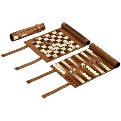 Bild av Philos Roll Up Travel Games Combo Backgammon, Chess and Draughts
