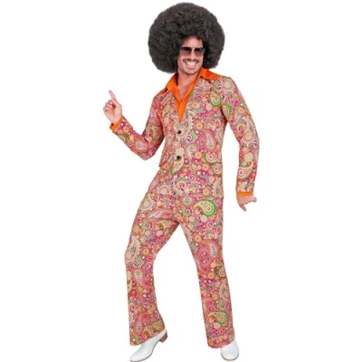 Bild av Widmann kostym, 60 tals jacka och byxor, hippie, reggae, flower Power, disco Fever, slagrörelse