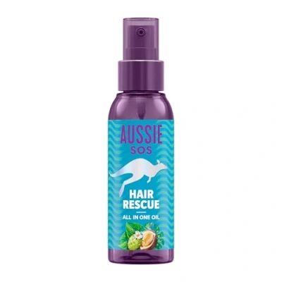 Bild av Aussie SOS Hair Rescue All In One hårolja 100 ml Tar ut och mjukar håret, hjälper till att förhindra öppna ändar håller håret hydratiserat i timmar. Vegansk formel