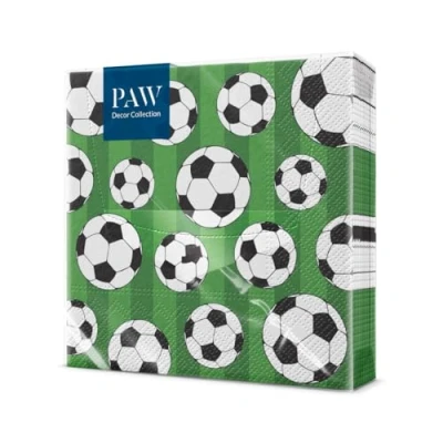 Bild av PAW pappersservetter 3 lager (33 x 33 cm) I 20 stycken perfekta för fester födelsedagar firande bordsdekoration färgglada med motiv fotboll