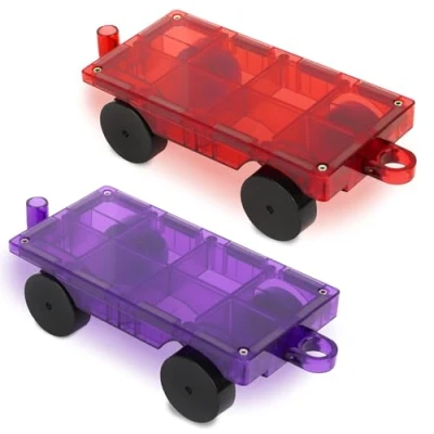 Bild av Playmags två Piece Car Set: Nu med starkare magneter, Robust, super tålig Vivid Clear Color plattor. (Färger kan variera)