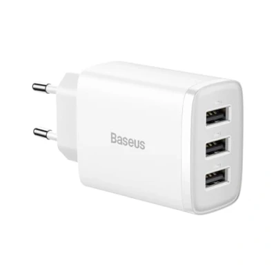 Bild av Baseus Compact Quick Charger 3x USB 17W (White)