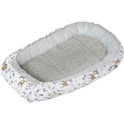 Bild av Medi Partners babybo, gosigt bo, 100% bomull, bo resesäng för spädbarn, 100 x 60 15 cm, avtagbar insats (REH med grå minky)