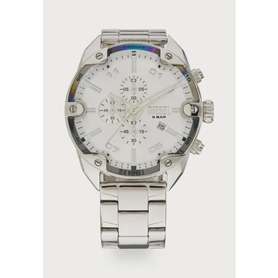 Bild av Diesel Spiked watch for men, Chronograph Movement with Silicone, Stainless steel or Leather strap, Silverfärgad, 49MM