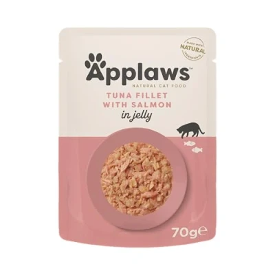 Bild av Applaws Premium Natural våt kattmat, tonfiskfilé med lax i gelé 70 g portionspåse (16 x g)