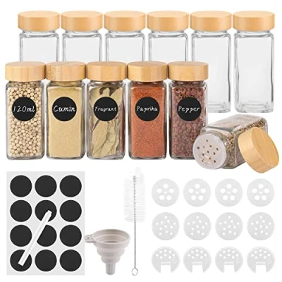 Bild av Withosent burkar med bygelförslutning, 120 ml, små lufttäta lock, förvaringsburkar, kryddburkar, fyrkantiga glasburkar metallbygel, 12 pack