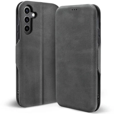 Bild av Verco mobiltelefonfodral för Samsung Galaxy S24 FE, premium flip fodral FE 5G [integr. Magnet] Bokväska, grå
