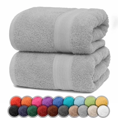 Bild av NatureMark 2 pack duschhanddukar premiumkvalitet 70 x 140 cm duschhandduk dubbelpack färg: silvergrå